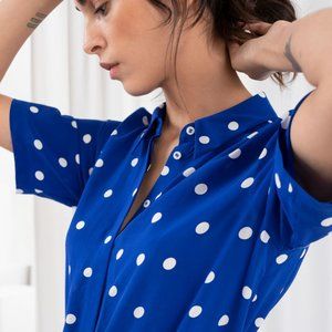 & Other Stories blue polka dot short sleeve blouse (12)